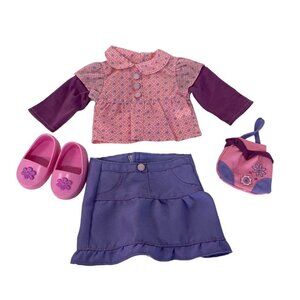 Skirt Top Shoes Purse Pink Purple American Girl 18" Dolls